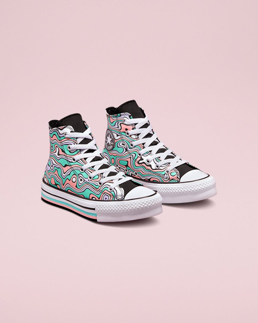 Dívčí Boty Na Platformy Converse Chuck Taylor All Star Lift Color Swirl Vysoké Světle Tyrkysové Koralove | CZ JZRO25